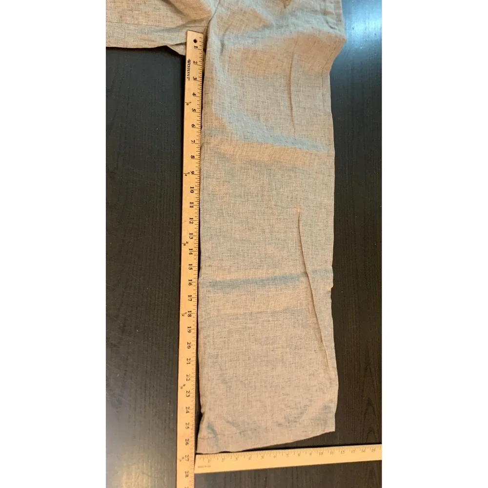 Banana Republic Ryan Fit Wide Leg Linen Pants Taupe Tie Waist Trousers Womens 4